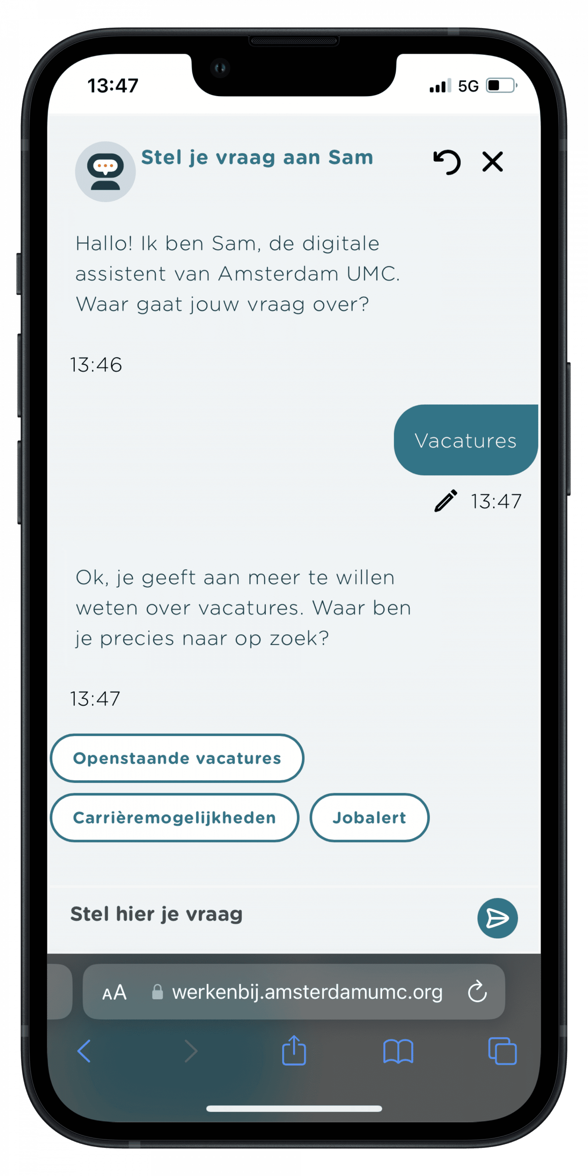 Customer Stories Amsterdam UMC werken bij chatbot Gif plaatje Iphone